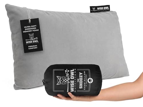 Wise Owl Outfitters Camping Pillow - Camping Essentials and Travel Pillow for Airplanes, Camping, and Travel - Memory Foam Washable Pillow - Small/Medium