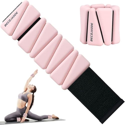BECOJADDE Ankle Weights Set of 2 (2 lb Each) Adjustable Wrist Weights for Women Men Wearable Arm Leg Weight for Pilates, Running, Walking, Workout, Yoga, Cloud Pink