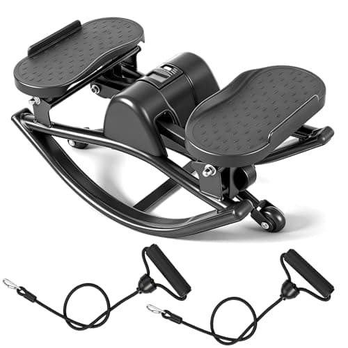Lukoca Rock Fitness Stepper for Exercise at Home, Motion Stair Stepper with Resistance Bands for Full Body Workout, Aerobic Workout Machine Fitness Equipment, Black