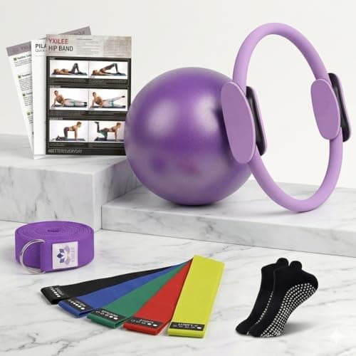 YXILEE Pilates Ring Circle Set - Workout at Home Workout Equipment Women - Pilates Mini Exercise Ball for Legs Arms and Thighs