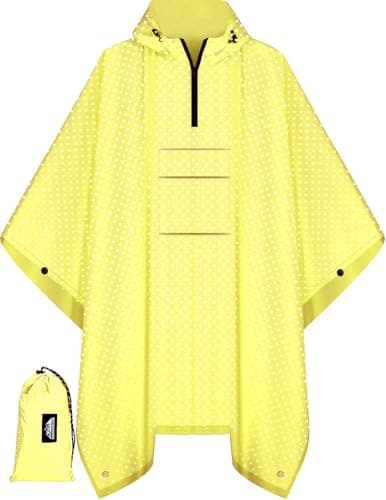 Bruvoalon 3-in-1 Rain Poncho with 1/4 Zip & Chest Pocket, Waterproof, Sunshade, Ground Mat for Adults & Youth Emergency