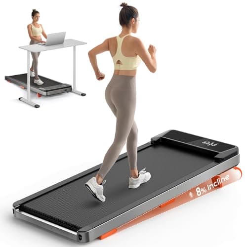 TREAFLOW Walking Pad,Treadmill with Incline for Home Office, 2.5HP Portable Under Desk Treadmill with 265 Lbs Capacity,Remote Control, Led Display, Silver
