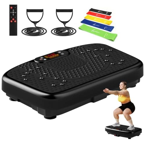 SoftGym Vibration Plate Exercise Machine for Lymphatic Drainage Weight Loss,120 Speed Levels Vibrating Platform with Resistance Bands,Full-Body Workout Equipment for Muscle Activation