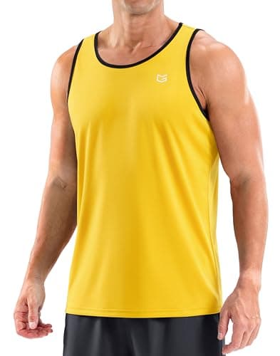 G Gradual Beach Tank Tops for Men UPF50+ Dry Fit Summer Sleeveless Shirts Mens Workout Shirt for Swimming, Running, Athletic(Yellow, 2XL)