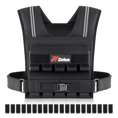 ZELUS Weighted Vest Men, 23lbs/36lbs/45lbs Adjustable Weight Vest with 10/16/20 removable Iron Weights and Reflective Strips, No-Bounce Design for Strength Training, Running, HIIT & Calisthenics