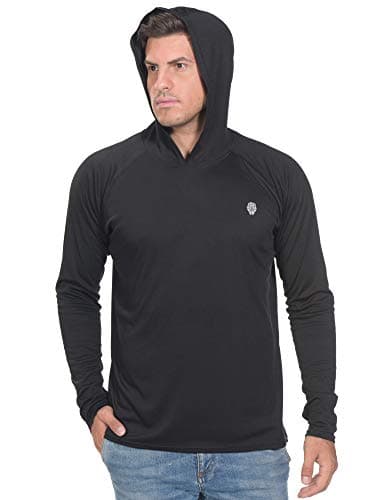 PIQIDIG Long Sleeve Fishing Shirt Mens - Sun Protection Clothing Black S