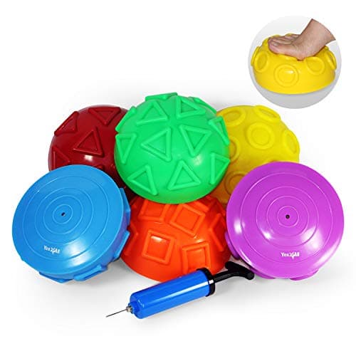 Yes4All Hedgehog Balance Pods for Exercise, Core Body Balancing, Balance Pods for Any Age Group with Hand Pump - Set of 6