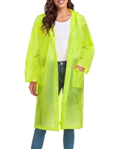 JMinger Raincoats For Women Men Reusable Portable Waterproof EVA Long Rain Ponchos with Hoods Green XL