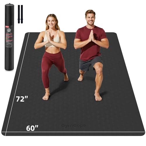 GymCope Extra Large Yoga Mat – 72"x48" or 78"x57", Non-Slip TPE Exercise Mat for Women & Men, Available in 1/4" to 1/2" Thickness, for Home Gym, Yoga, Pilates & Barefoot Workouts, with Towel, Straps & Carry Bag