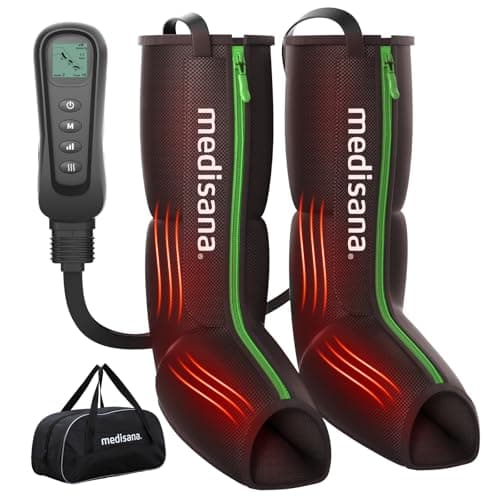 Medisana Leg Compression Massager for Circulation, Foot and Leg Massager with Heat, 4 Modes 4 Pressure Levels 3 Timers, Leg Recovery Compression System for Swelling & Pain Relief