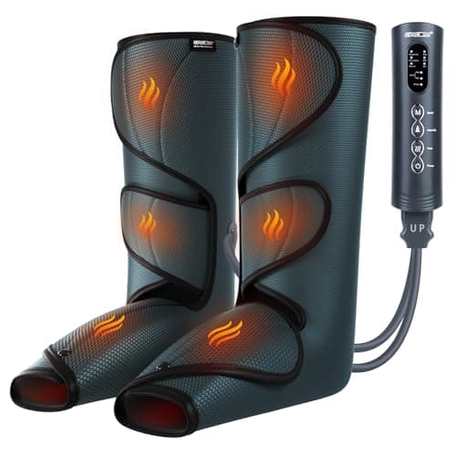 CINCOM Leg Massager with Heat and Compression, Legs Massage for Circulation and Pain Relief, Heating Calf Leg Air Compression Massager Help with Relief Edema