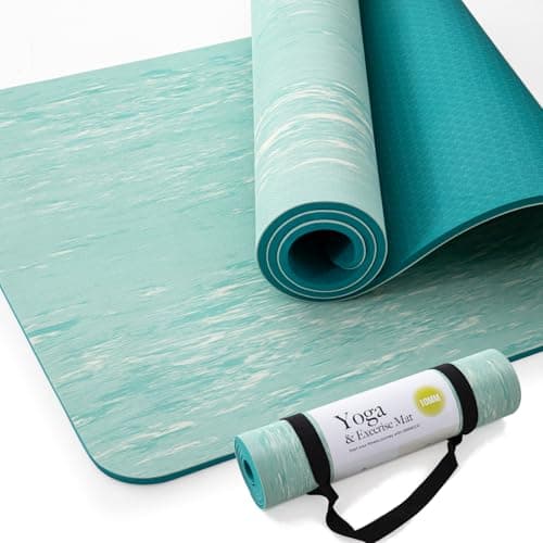Extra Thick Yoga Mat, 2/5 Inch (10MM), Natural Rubber and TPE Non Slip Yoga Mats with Strap for Women Men, Eco Friendly Exercise Mat for Yoga, Pilates and Home Workout