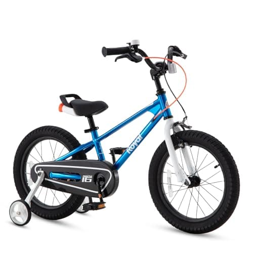 Royalbaby Freestyle Outdoor Children's Bicycle Dual Handbrakes Sporty Kid Bike with Training Wheels and Adjustable Seat, 16 Inch, Blue