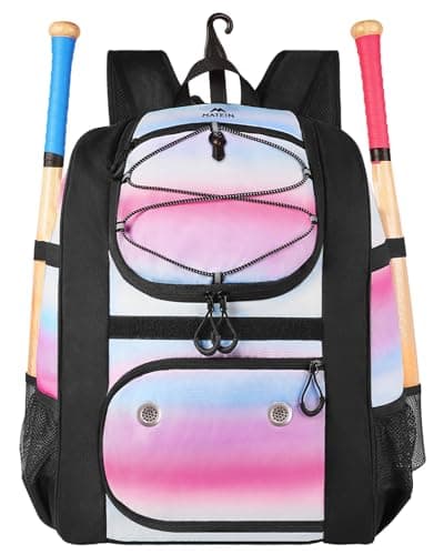 MATEIN Softball Bag, Lightweight Baseball Backpack with Shoe Compartment, Baseball Bag with Fence Hook for TBall Bat & Equipment, Softball Gifts Catchers Backpack for Women Fit Batting Glove, Helmet
