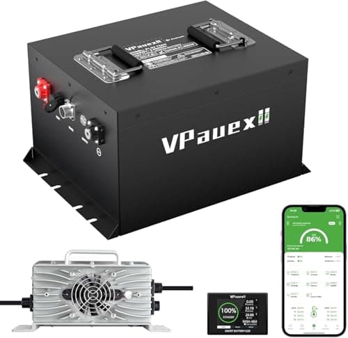 48V Lithium Battery Golf Cart,48V 72Ah Golf Cart Batteries with 18A Charger,Built-in 200A BMS,Metal Casing,Supports Bluetooth Mobile APP,Touch Monitor,6000+ Cycles,Peak Current 1000A,Max 10.24kW