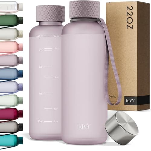 KIVY Slim Water Bottle 22oz [Lightweight & Shatterproof] - Reusable Tritan Water Bottle - Leak Proof Bottle for Women & Men - Water bottle no straw - Dishwasher Safe - BPA Free - Purple