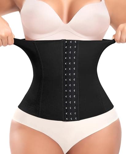 Werena Waist Trainer for Women Shapewear Tummy Control Corset Cincher Steel Boned Body Shaper Sports Girdle Trimmer Belly Band Belt(B# Black-6, Small)