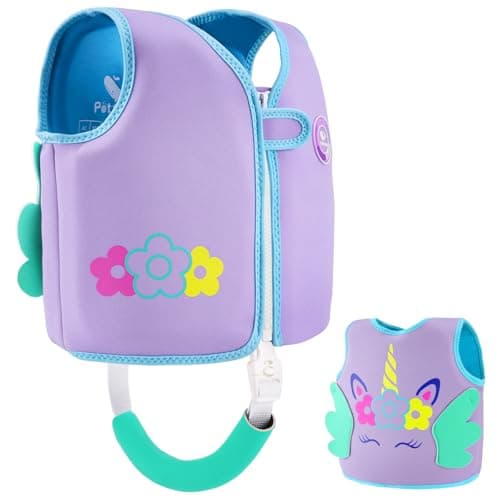 Pottwal Swim Vest for Kids - Swim Jacket for 1-2 Years (24-33LBS) - Made of Neoprene & EPE - with Adjustable Crotch Strap - Purple