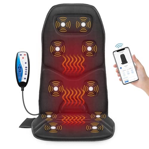 COMFIER Back Massager with Heat, App Control Vibration Massage Seat Cushion, 10 Motors & 3 Heat Levels Chair Massager Pad, Home Office Use