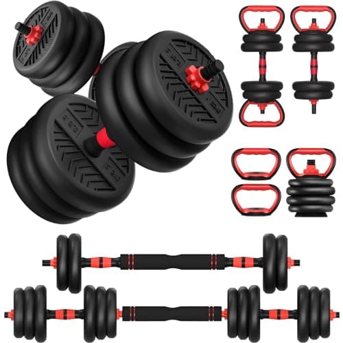 Adjustable Weights Dumbbells Set, Free Weights Workout Equipment Used as Barbell/Kettlebells/Push up Stand, Fitness Workout Equipment for Home Gym for Youth,Women/Men, 20lb (10lb*2)