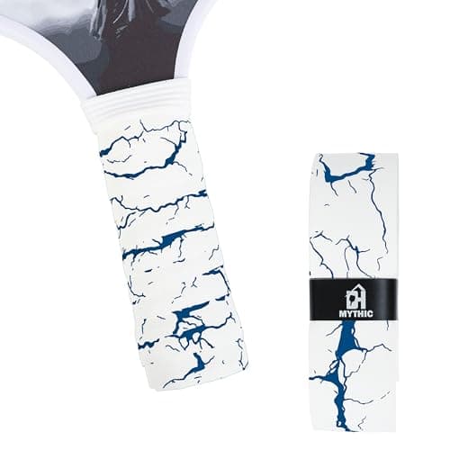 DH Mythic Replacement Grip for Pickleball & Tennis | Anti-Slip, Ultra-Durable, Sweat-Resistant Pickleball Wrap (Lightning Series, White with Navy Blue Lightning)