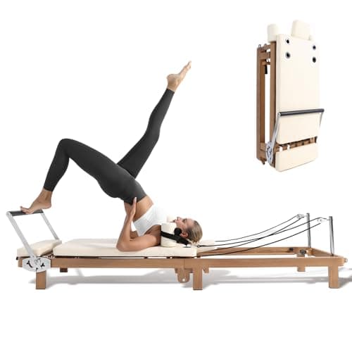 Pro Foldable Pilates Reformer for Home, 88" with Jumpboard - Dual Resistance System (Springs + Latex Bands) - Space-Saving Home Gym Equipment for Full Body Workout
