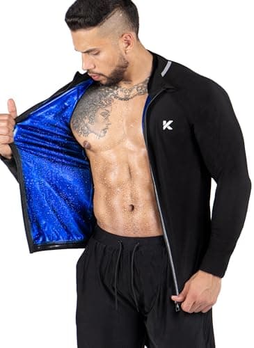 Kewlioo Pro Men's Heat Trapping Jacket - Zip Up Sauna Suit For Men, Sauna Long Sleeve Sauna Shirt for Gym, Workouts