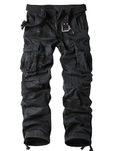 AKHIKING Men's Casual Cargo Work Cotton Pants Hiking Military Outdoor Wild Combat Trousers with 6 Pockets E-Battlefield Camo 40x32
