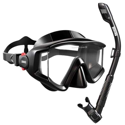 Aegend Snorkel Diving Mask for Adult Men Women – Diving Goggles Anti-Fog Tempered Glass Lens | for Adult Snorkeling, Swimming & Diving Gear (Carbon Black)
