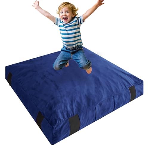 Crash Pad for Kids Sensory Room Equipment, Anti-slip Sensory Crash Mat, Shredded Foam Sensory Crash Pad for Autistic Kids Gift, Soft Washable Cover, Gift for Children and Adults, 4 x 4 Ft, Navy