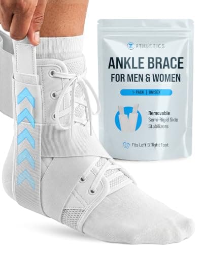 Z ATHLETICS Ankle Brace for Women & Men - Lace Up Adjustable Support with Side Stabilizers for Sprained Ankle, Achilles Tendonitis Relief | Basketball, Volleyball, Running & Sports Recovery