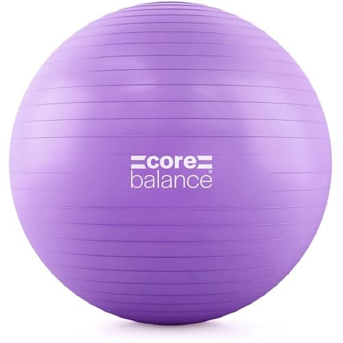 Core Balance Exercise Ball for Workouts, Anti-Burst and Slip Resistant, Swiss Yoga Ball for Pregnancy, Stability, Fitness and Physical Therapy, 4 Sizes, with Pump (22" / 55cm Purple)