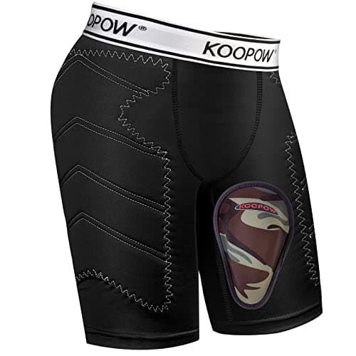 KOOPOW Youth Boys Padded Compression Sliding Shorts Pants with Soft Protective Athletic Cup & Pocket, Baseball Slider Underwear for Kids, Baseball, Football, Lacrosse (0970B XL)