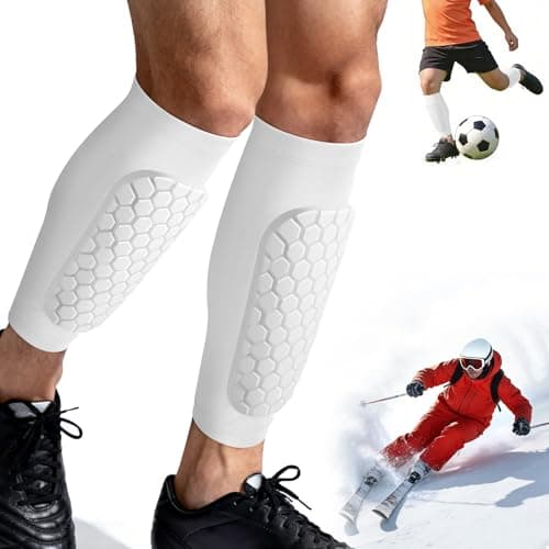 XZQTIVE Soccer Shin Guards Shin Defender for Kids Youth Adult, Ski Shin Guards Calf Compression Sleeve with Honeycomb Shin Pads