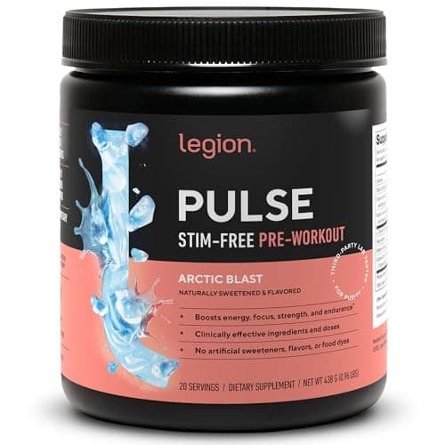 LEGION Pulse Pre Workout Supplement - All Natural Nitric Oxide Preworkout Drink to Boost Energy, Creatine Free, Naturally Sweetened, Beta Alanine, Citrulline, Alpha GPC (Caffeine Free Arctic Blast)