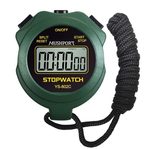 MUSHPORT Stopwatch Timer Only Stopwatch Mode, ON/Off Silent Large Display Simple Operation, Without Clock Date Countdown, Digital Stop Watch for Sports Kids Coaches, Green