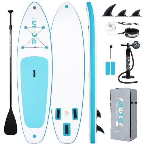 FunWater SUP Inflatable Stand Up Paddle Board 10'6×33"×6" Ultra-Light Inflatable Paddleboard with ISUP Accessories,Fins,Adjustable Paddle, Pump,Backpack, Leash