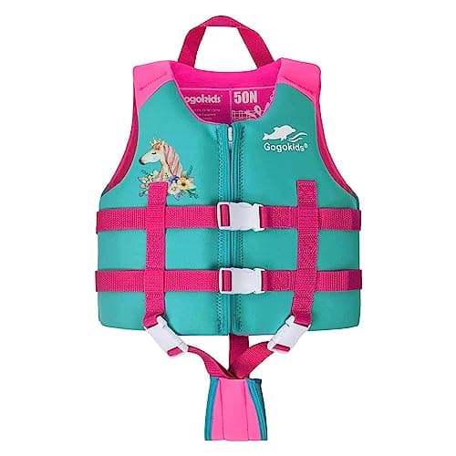 Gogokids Toddler Swim Vest, Premium Swim Vest for Kid Swimming Jacket for 30-40-50-60-70-80 Lbs Girls and Boys, Toddler Floaties Swimming Aid with Dual Safety Strap for 2-9 Years in Pool/Puddle/Beach