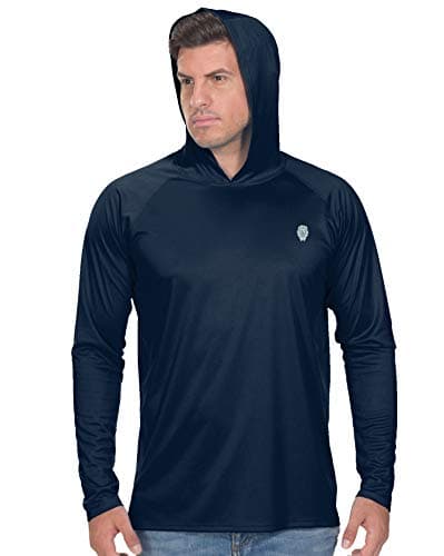 Shirts for Men Hoodies Sun Protection - Long Sleeve Rash Guard Fishing Tshirt Navy