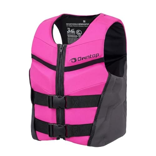 Owntop Swim Jacket Youth 50-90 lbs, Neoprene Swim Vest Kids, Lightweight, Quick-Dry, Buckles Zipper, Kayak, Swimming Training, Boating, Watersports (Fuchsia, M)