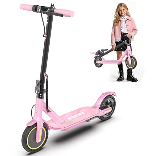 WERHY Foldable Electric Scooter, 350W Motor, Max 12Miles Long Range, 19 MPH Max Speed, 8.5" Solid Tire, Lightweight Foldable E-Scooter with Dual Braking, Digital Display, Cruise Control