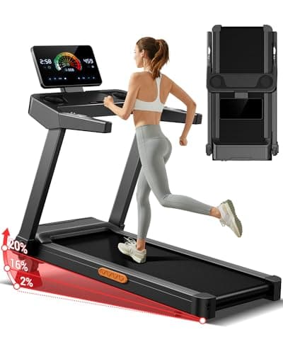 UMAY Fitness Treadmill with 20-Level 0%/20% Auto/Manual Incline, Treadmills for Home Folding with Pulse Sensors, 300-400LBS Capacity, 3.0-4.0HP Quiet Brushless, Max 8.7 MPH