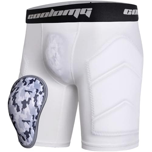 COOLOMG Youth Boys Baseball Sliding Shorts with Soft Athletic Cup White M