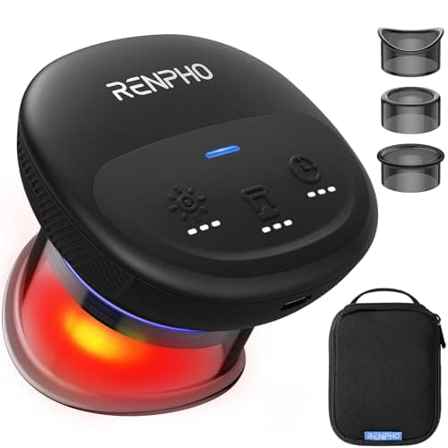 RENPHO Emberace Cup Smart Cupping Massager with 3 Suction Levels up to -55KPa and 850nm Infrared Heating, Mothers Day Gifts, Rechargeable Multi-Device Sync, 70 min Runtime, 3 Heads & Storage Pouch