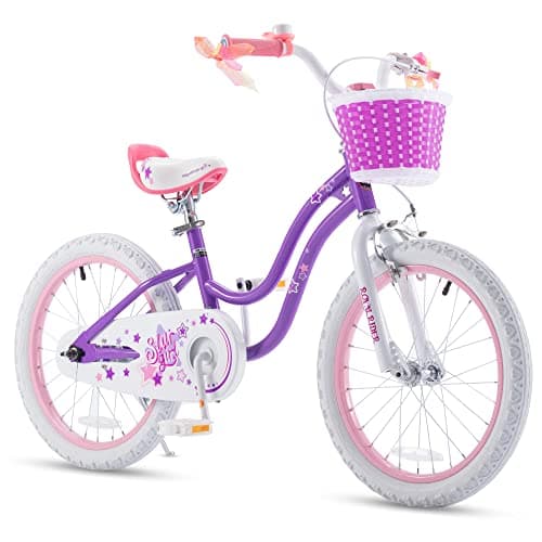 RoyalBaby Girls Bike with Training Wheels and Kickstand, Stargirl Kids Bicycle 18 Inch Toddlers to Big Kids 5-8 Years, Lavender