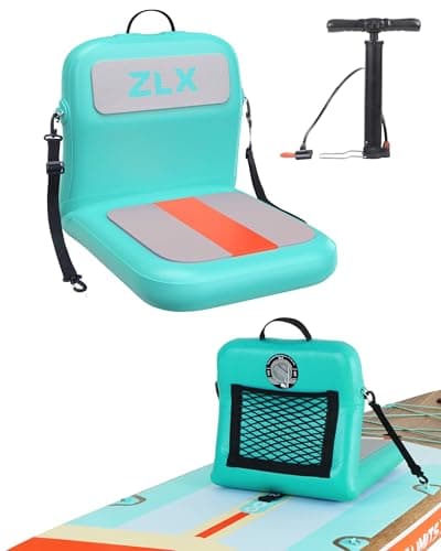 ZLX Paddle Board Seat with Back Support, Portable Kayak Seat, Air Pump Included, Universal Inflatable Seat for Adults, Foldable Ergonomic Design, Easy Fix for Outdoor Fishing/Kayaking/Camping