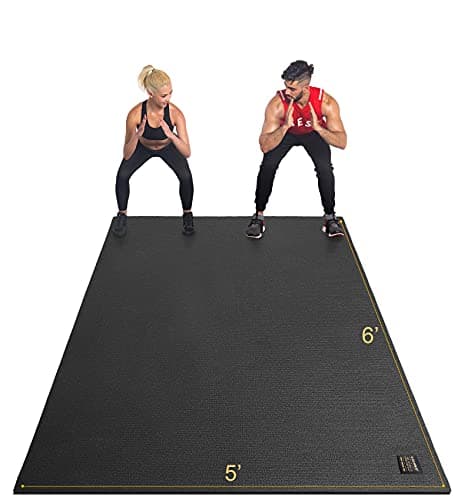 GXMMAT Large Exercise Mat 6'x4'/6'x5'/6'x6'(7mm), Thick Workout Mats for Home Gym Flooring, Extra Wide Non-Slip Durable Cardio Mat, Shoe Friendly, Perfect for Plyo, MMA, Jump Rope, Weights, Fitness