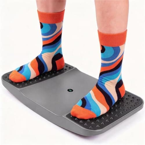 DESKLOGICS Standing Desk Balance Board - Resilient Flexible Core Wiggle Board for Active Standing - Lateral Tilt Exercise Board for Office Work with Washable TPE Massage Pads - 220 lbs, Gray