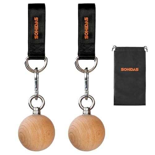 SOHIDAS Wooden Pull Up Balls Grips Hand Grips Strength Trainer Exerciser for Chin Up Bar, Kettlebell, Barbell Home Gym Workout Equipment Rock Climbing Grips for Strength Training Max Load 500lbs