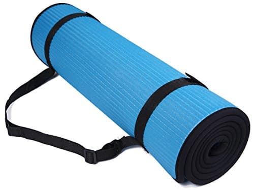 Fitvids All-Purpose 2/5-Inch (10mm) Extra Thick High Density Anti-Slip Exercise Pilates Yoga Mat with Carrying Strap, Blue